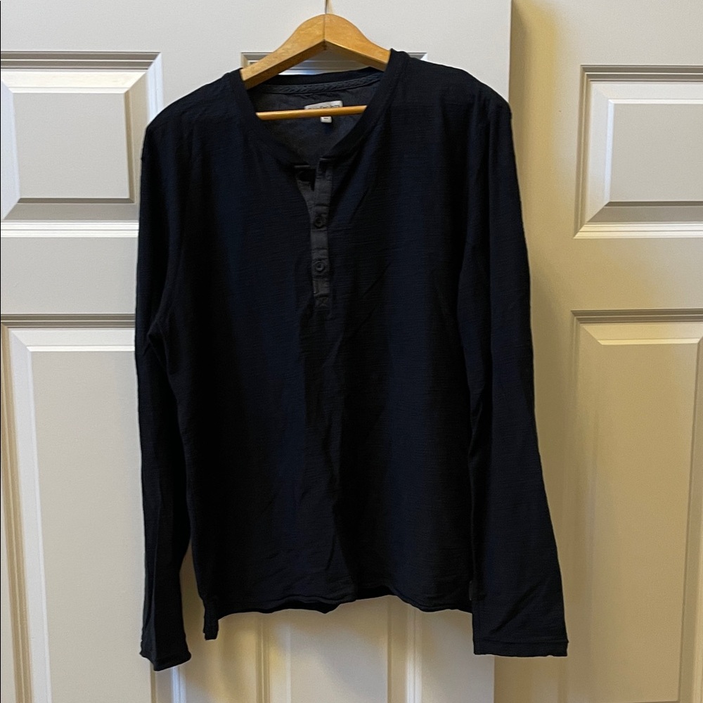 Black Long Sleeve Henley Shirt